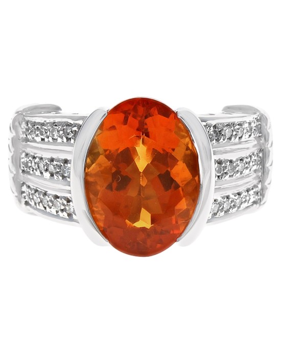 Madeira Citrine and Diamond Cut Out Accent Ring